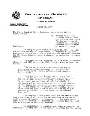 Texas Attorney General Opinion: WW-314