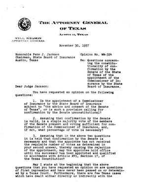 Texas Attorney General Opinion: WW-324