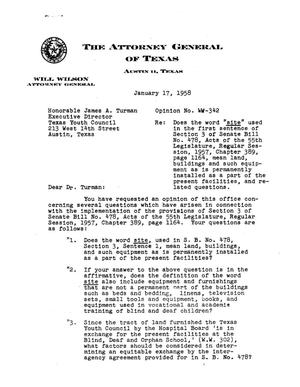 Texas Attorney General Opinion: WW-342
