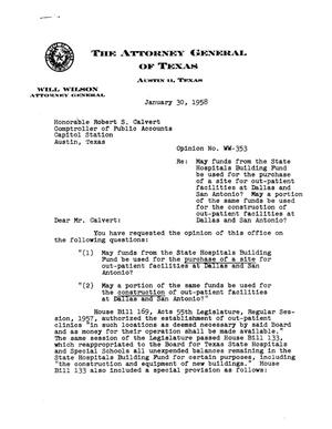 Texas Attorney General Opinion: WW-353