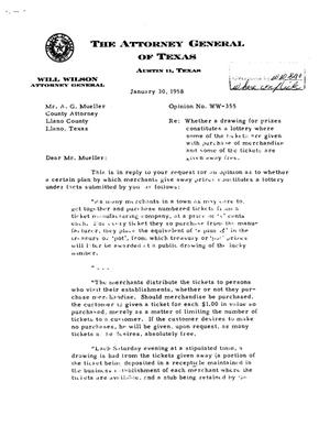Texas Attorney General Opinion: WW-355