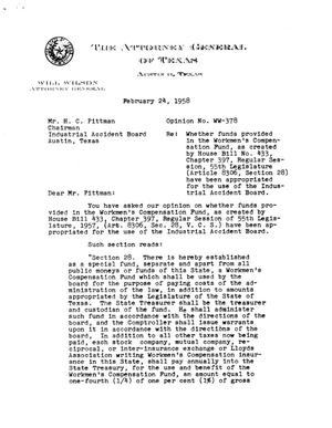 Texas Attorney General Opinion: WW-378