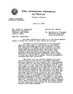 Texas Attorney General Opinion: WW-457