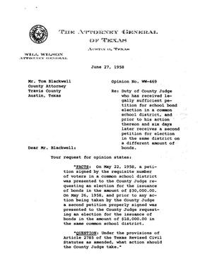 Texas Attorney General Opinion: WW-469