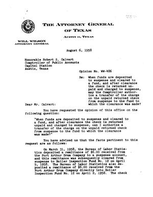 Texas Attorney General Opinion: WW-486