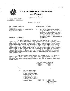 Texas Attorney General Opinion: WW-488
