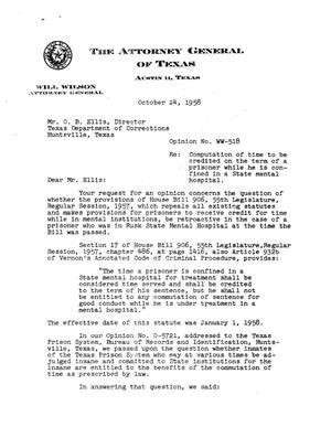 Texas Attorney General Opinion: WW-518