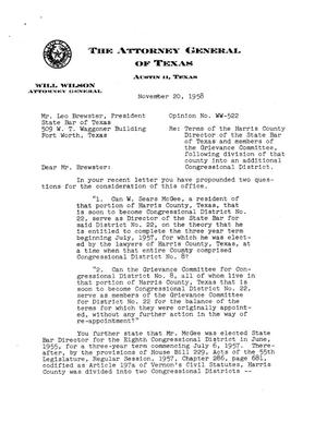 Primary view of object titled 'Texas Attorney General Opinion: WW-522'.