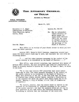 Texas Attorney General Opinion: WW-576