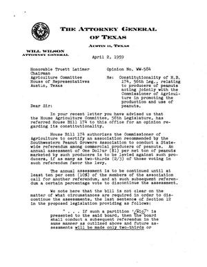 Texas Attorney General Opinion: WW-584