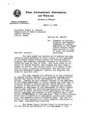 Texas Attorney General Opinion: WW-587