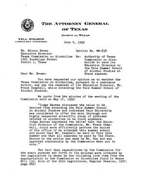 Texas Attorney General Opinion: WW-638