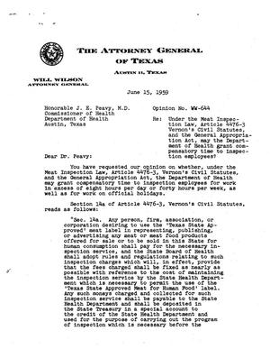 Primary view of object titled 'Texas Attorney General Opinion: WW-644'.