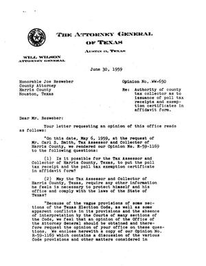 Texas Attorney General Opinion: WW-650
