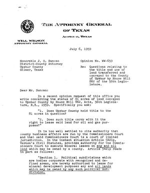 Texas Attorney General Opinion: WW-659