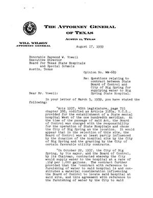 Texas Attorney General Opinion: WW-689