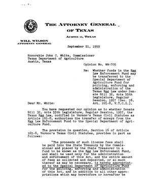 Texas Attorney General Opinion: WW-705