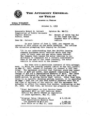 Texas Attorney General Opinion: WW-711