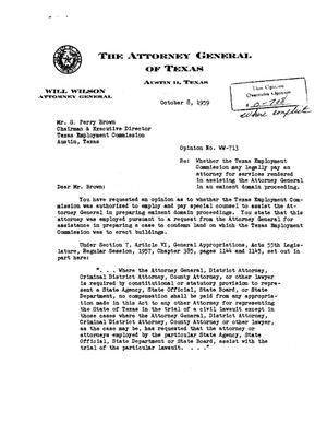 Texas Attorney General Opinion: WW-713