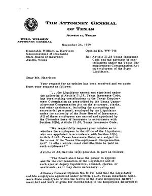 Texas Attorney General Opinion: WW-746