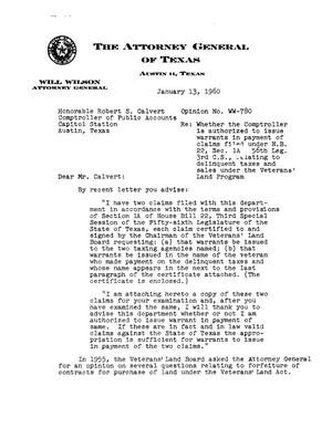 Texas Attorney General Opinion: WW-780