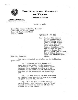 Texas Attorney General Opinion: WW-811