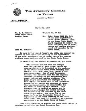 Texas Attorney General Opinion: WW-821