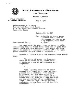 Texas Attorney General Opinion: WW-837