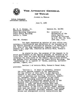 Texas Attorney General Opinion: WW-844
