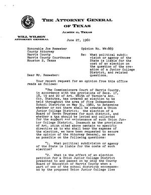 Texas Attorney General Opinion: WW-869