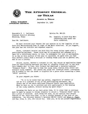 Texas Attorney General Opinion: WW-934