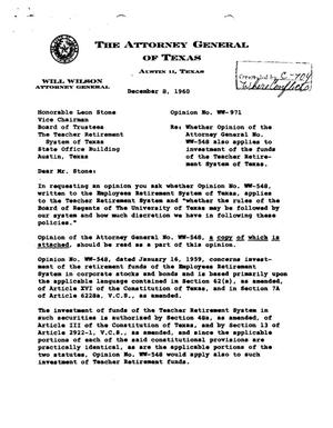 Texas Attorney General Opinion: WW-971