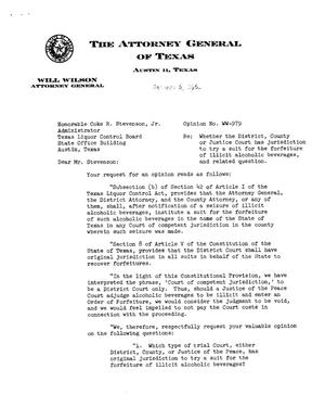 Texas Attorney General Opinion: WW-979
