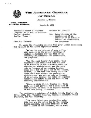 Texas Attorney General Opinion: WW-1000