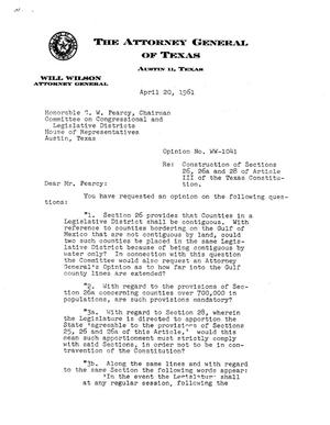 Texas Attorney General Opinion: WW-1041