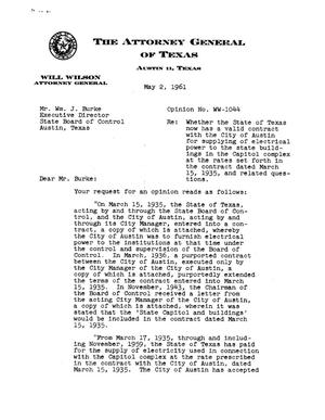 Texas Attorney General Opinion: WW-1044