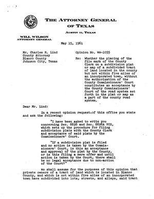 Texas Attorney General Opinion: WW-1055
