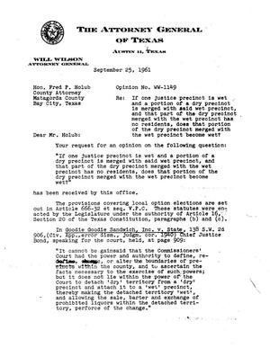 Texas Attorney General Opinion: WW-1149