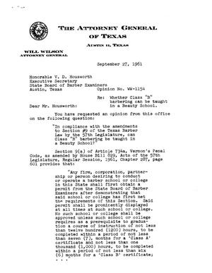 Texas Attorney General Opinion: WW-1154