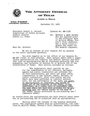 Texas Attorney General Opinion: WW-1156