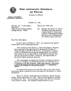 Texas Attorney General Opinion: WW-1182