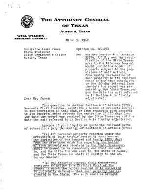 Texas Attorney General Opinion: WW-1264