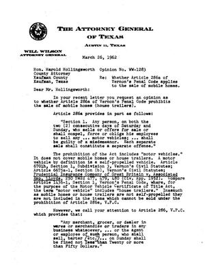 Texas Attorney General Opinion: WW-1283