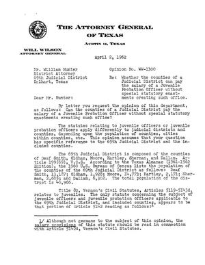 Texas Attorney General Opinion: WW-1300