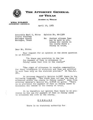 Texas Attorney General Opinion: WW-1304