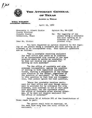 Texas Attorney General Opinion: WW-1316