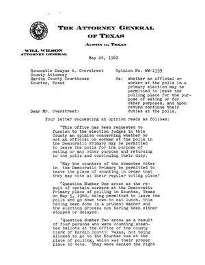 Texas Attorney General Opinion: WW-1339