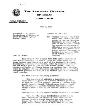 Texas Attorney General Opinion: WW-1342