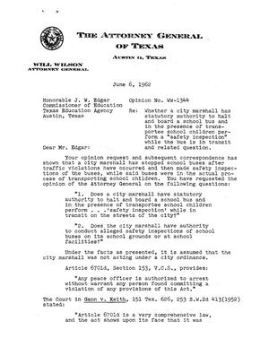 Texas Attorney General Opinion: WW-1344