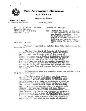 Texas Attorney General Opinion: WW-1358